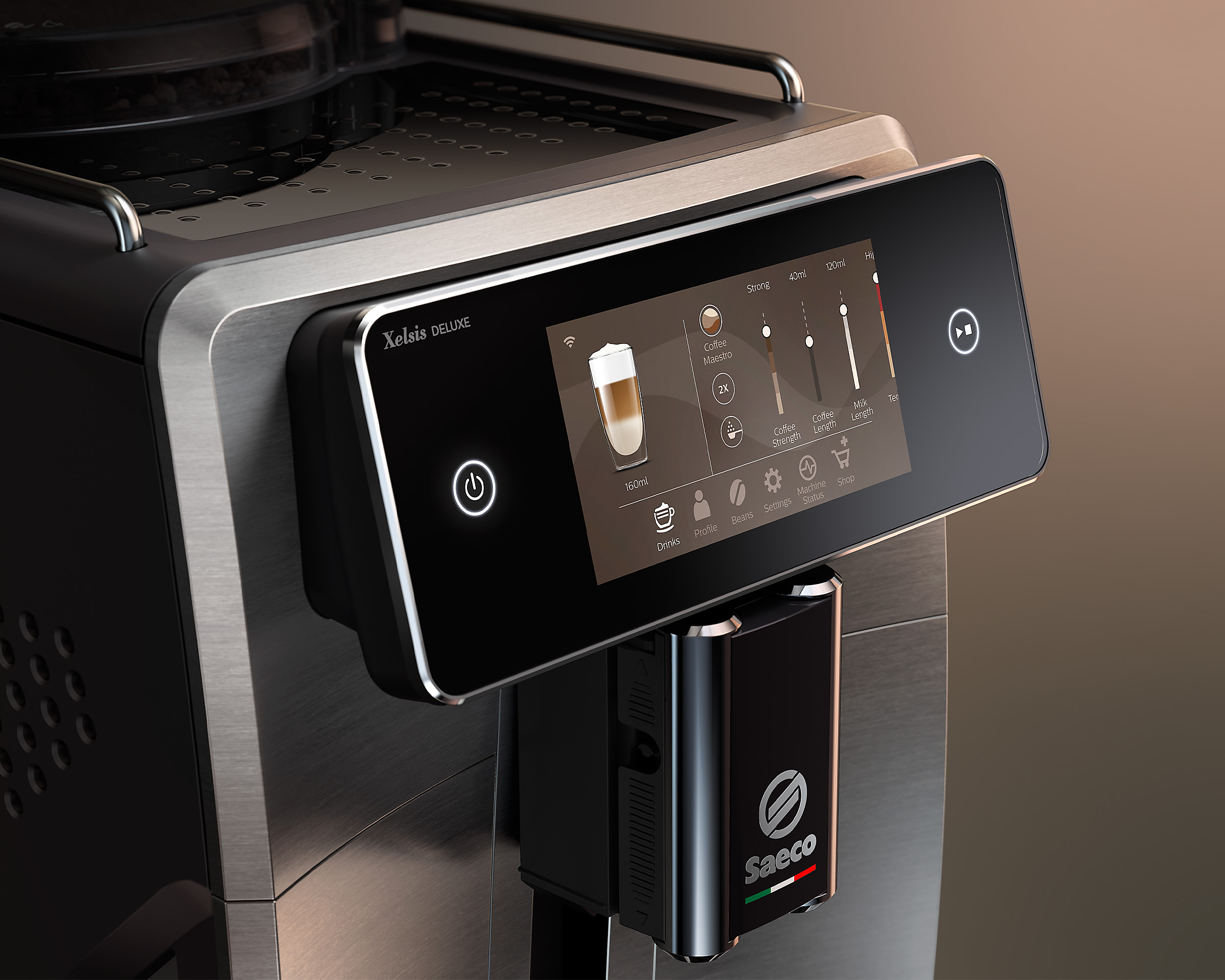 Saeco Xelsis izgaismo skārienekrāna vadību
