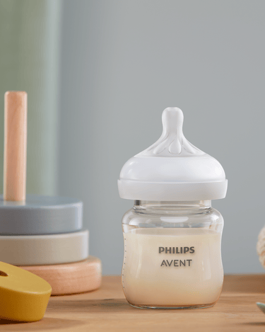 Philips Avent glass bottle with breast-shaped nipple