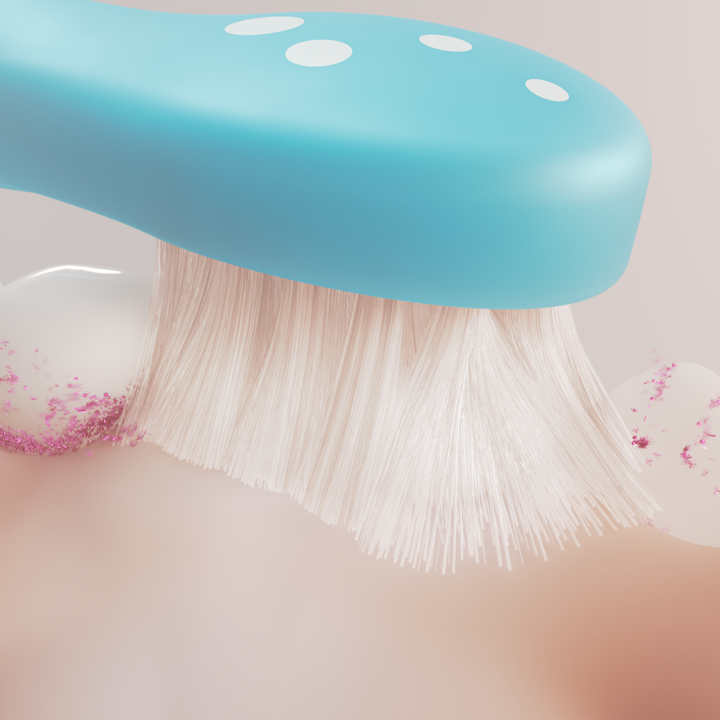 Graphic of a power toothbrush cleaning interdental plaque