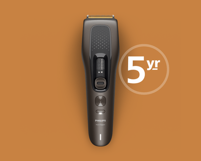 Philips Hair Clipper 9000 hajvágó 5 éves garanciát jelző grafikával, amely kiemeli a készülék tartós...