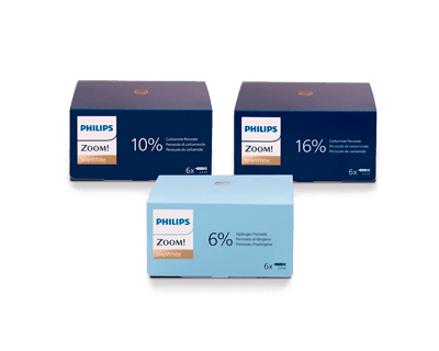 Drie Philips Zoom!-sets voor thuisgebruik naast elkaar