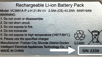 Oznaka za brezžične sesalnike