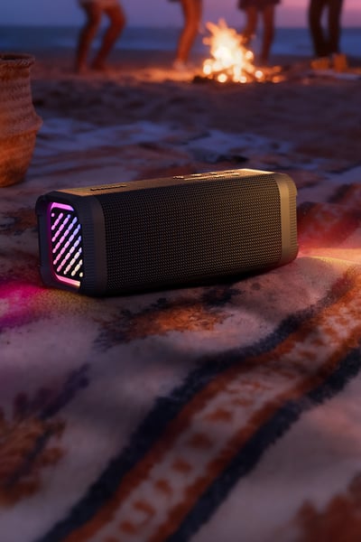 Enceinte portable Philips : basses profondes, lumières colorées et conception robuste