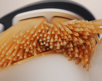 Extreme close-up van een Philips Sonicare All-in-One-opzetborstel