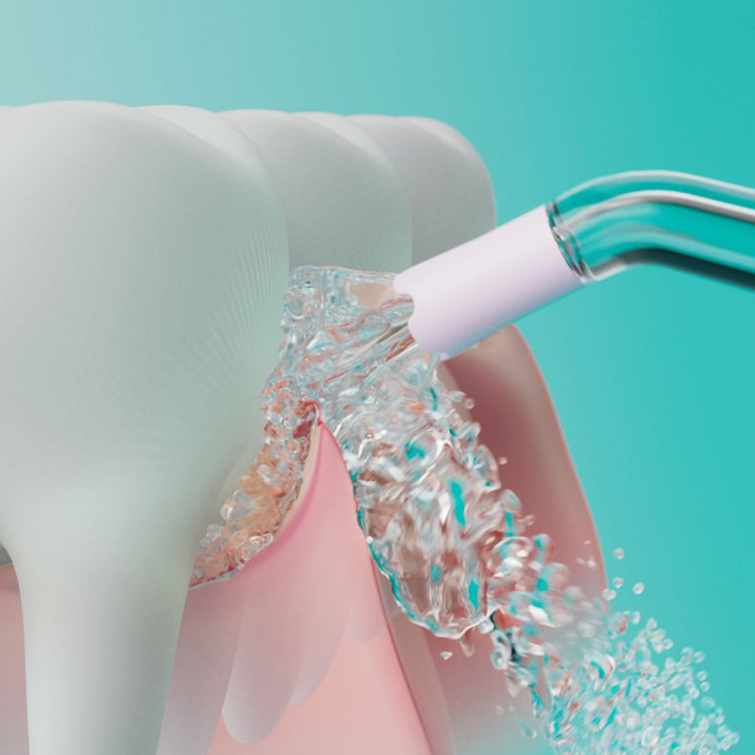 Image of power flosser cleaning teeth