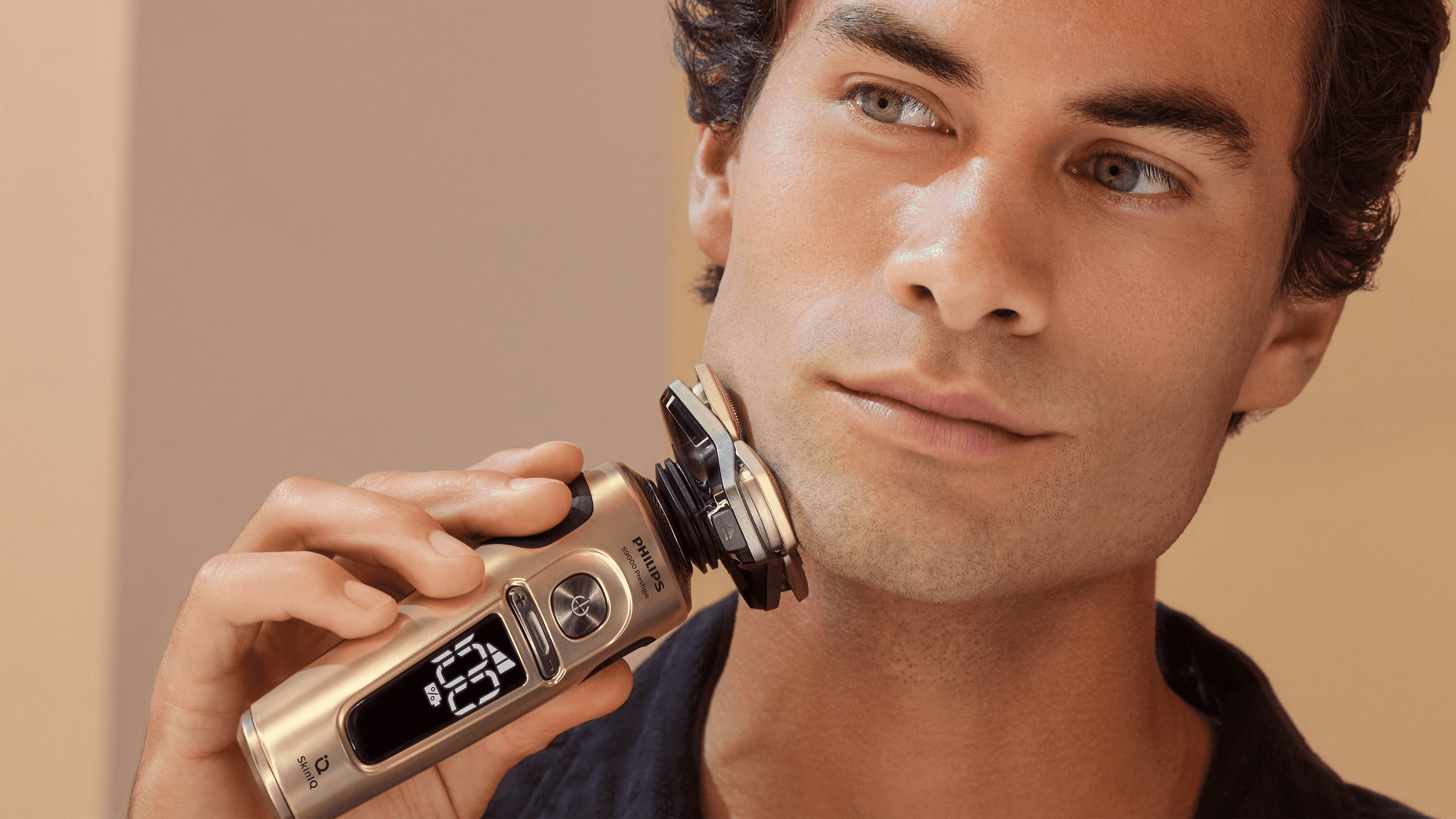 Man shaving his beard
