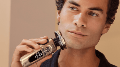 Man shaving his beard