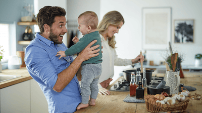 Home setting with relaxed mealtime atmosphere