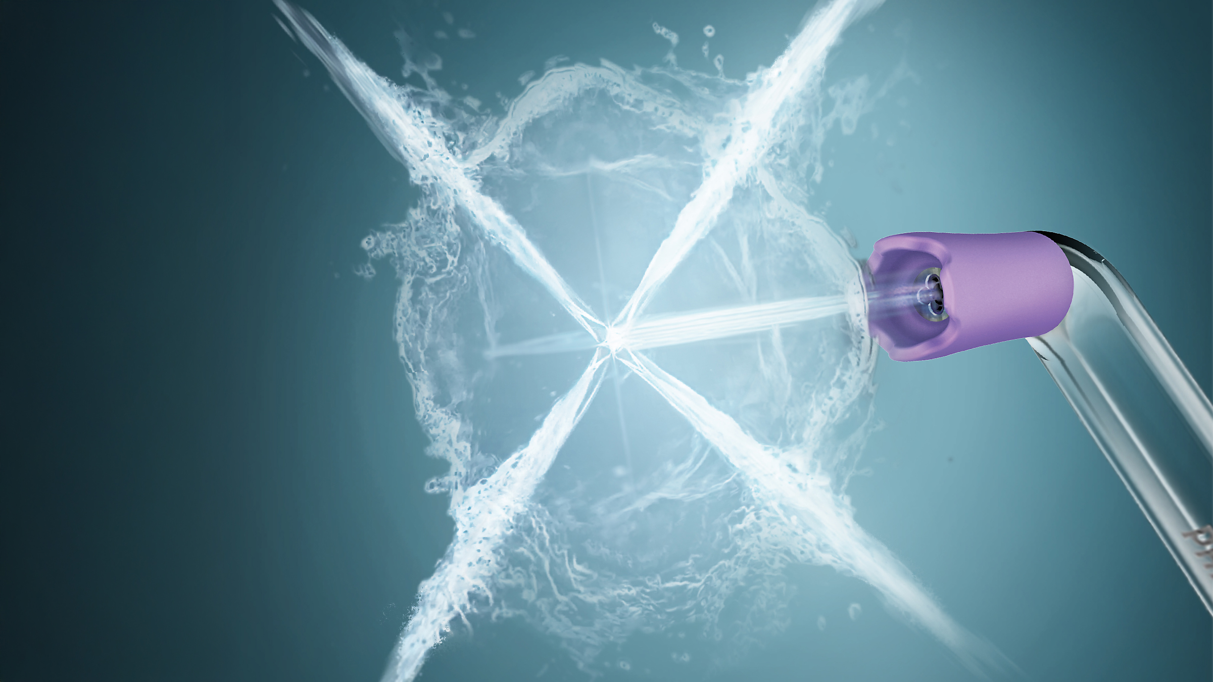 Jet de apă al dușului bucal – prim-plan