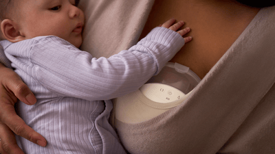 Mujer con extractor wearable manos libres Philips Avent