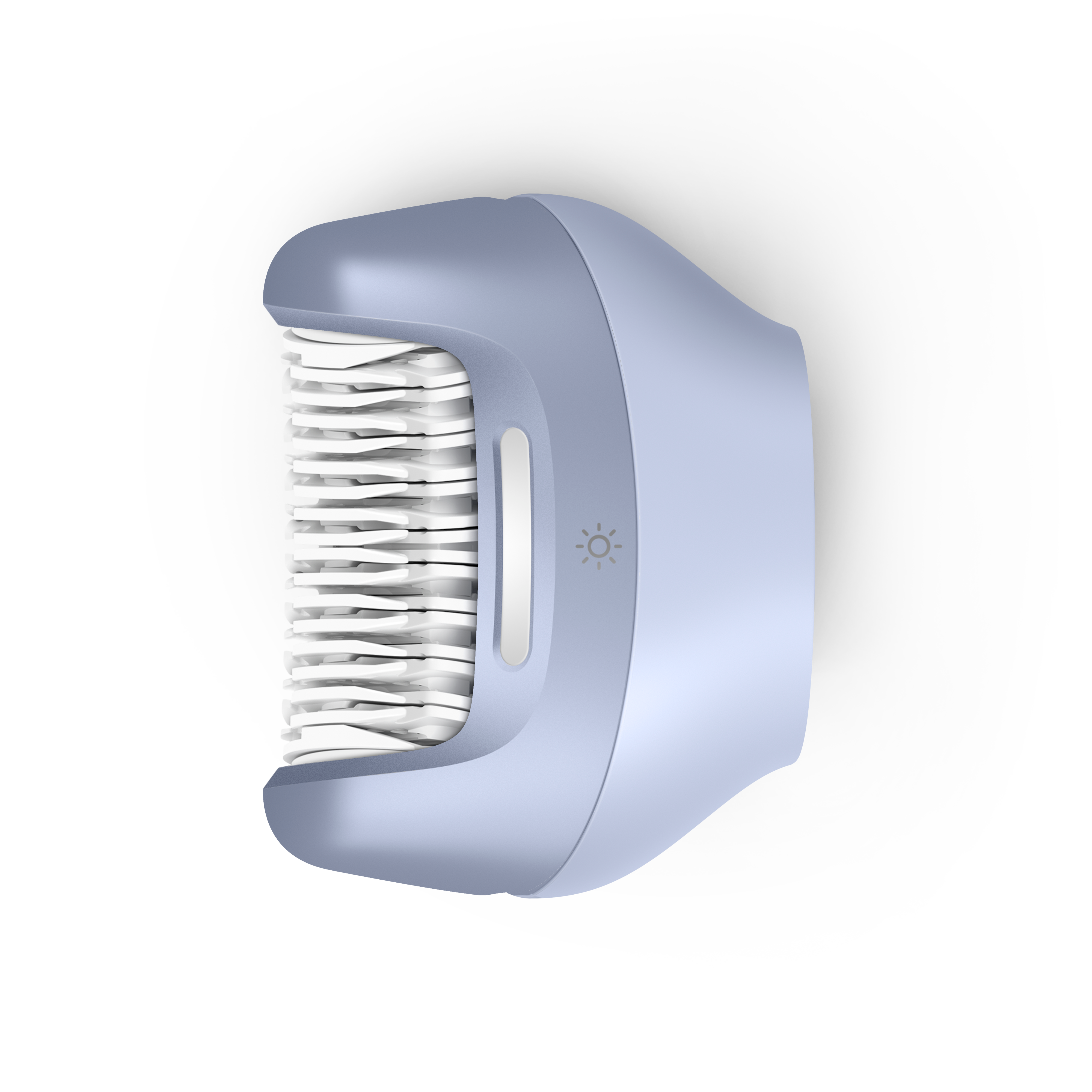 Close-up of Philips epilator head removing hair from skin
