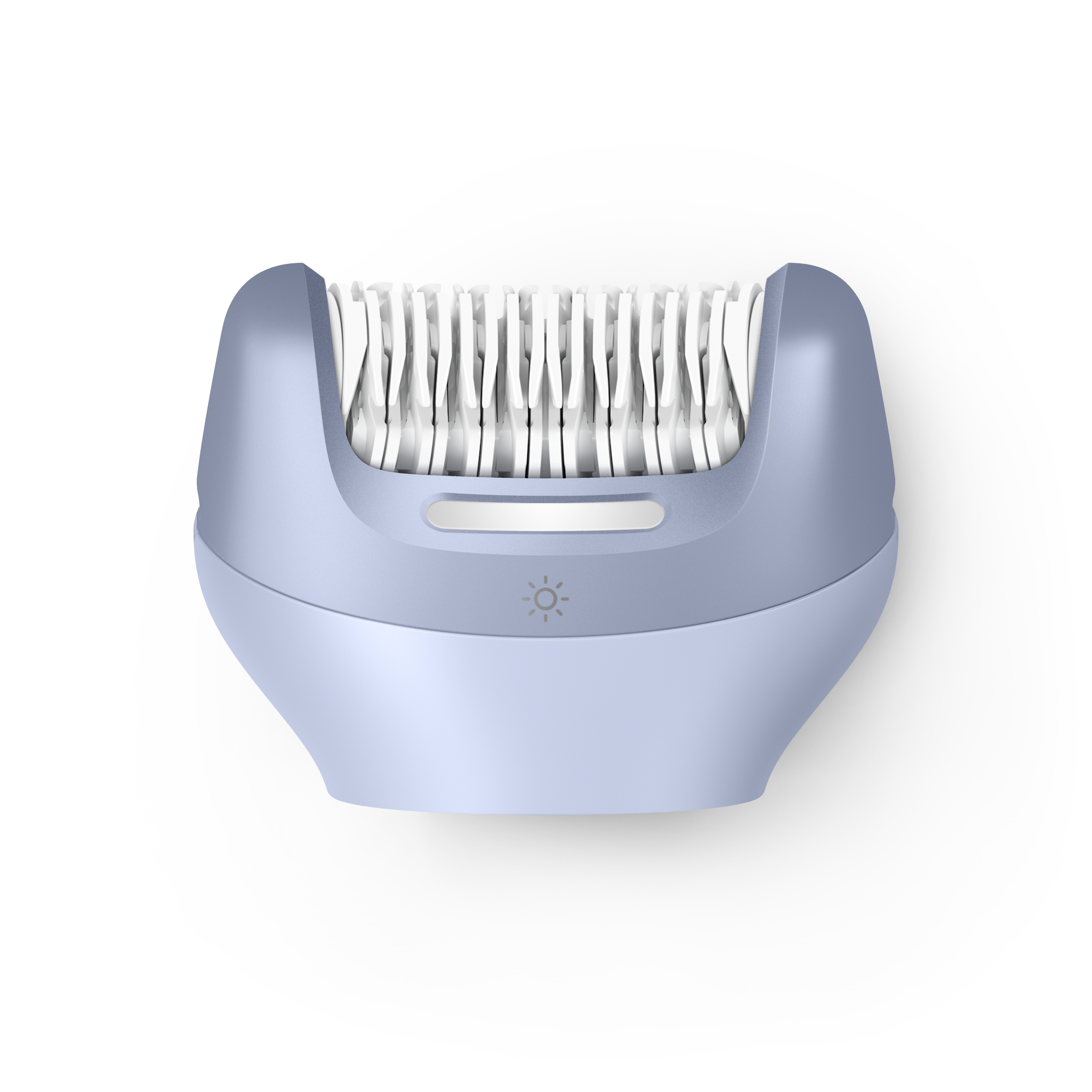 Close-up of Philips epilator head removing hair from skin