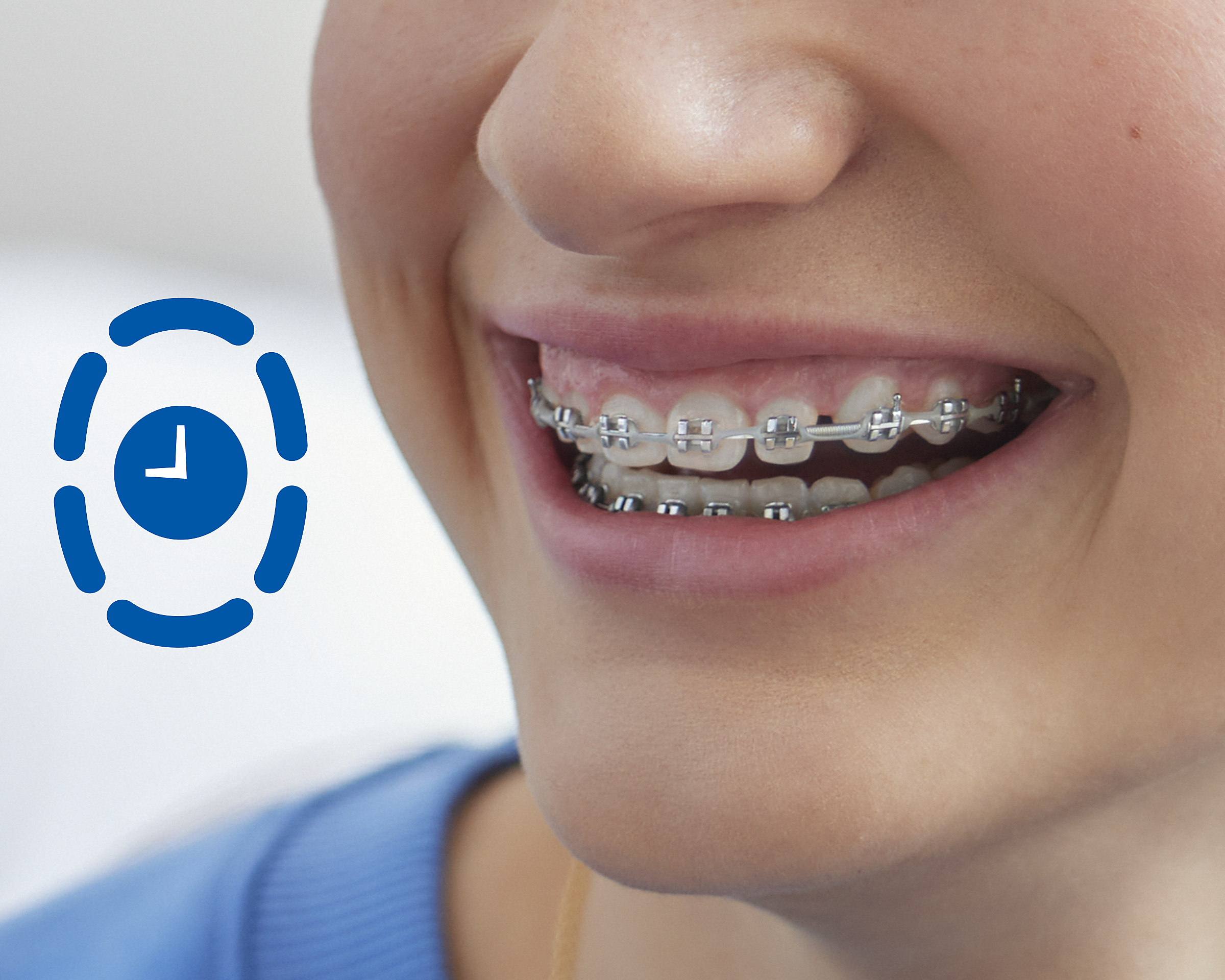Timer icon on picture of patient.