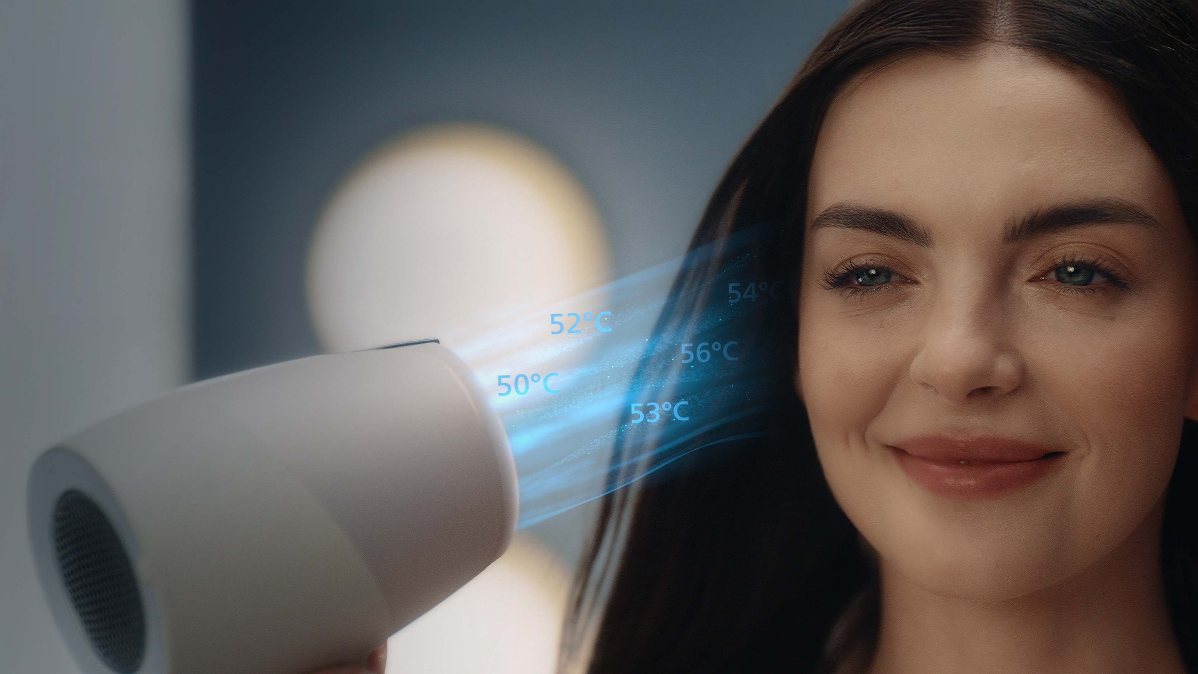 Senses your hair's temperature