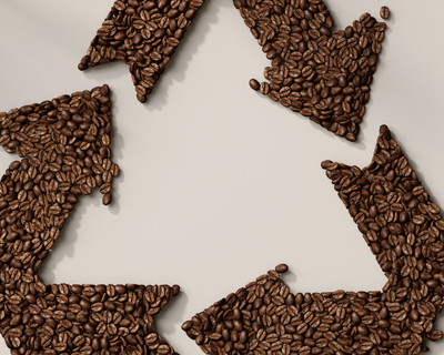 Recycling icon created with coffee beans