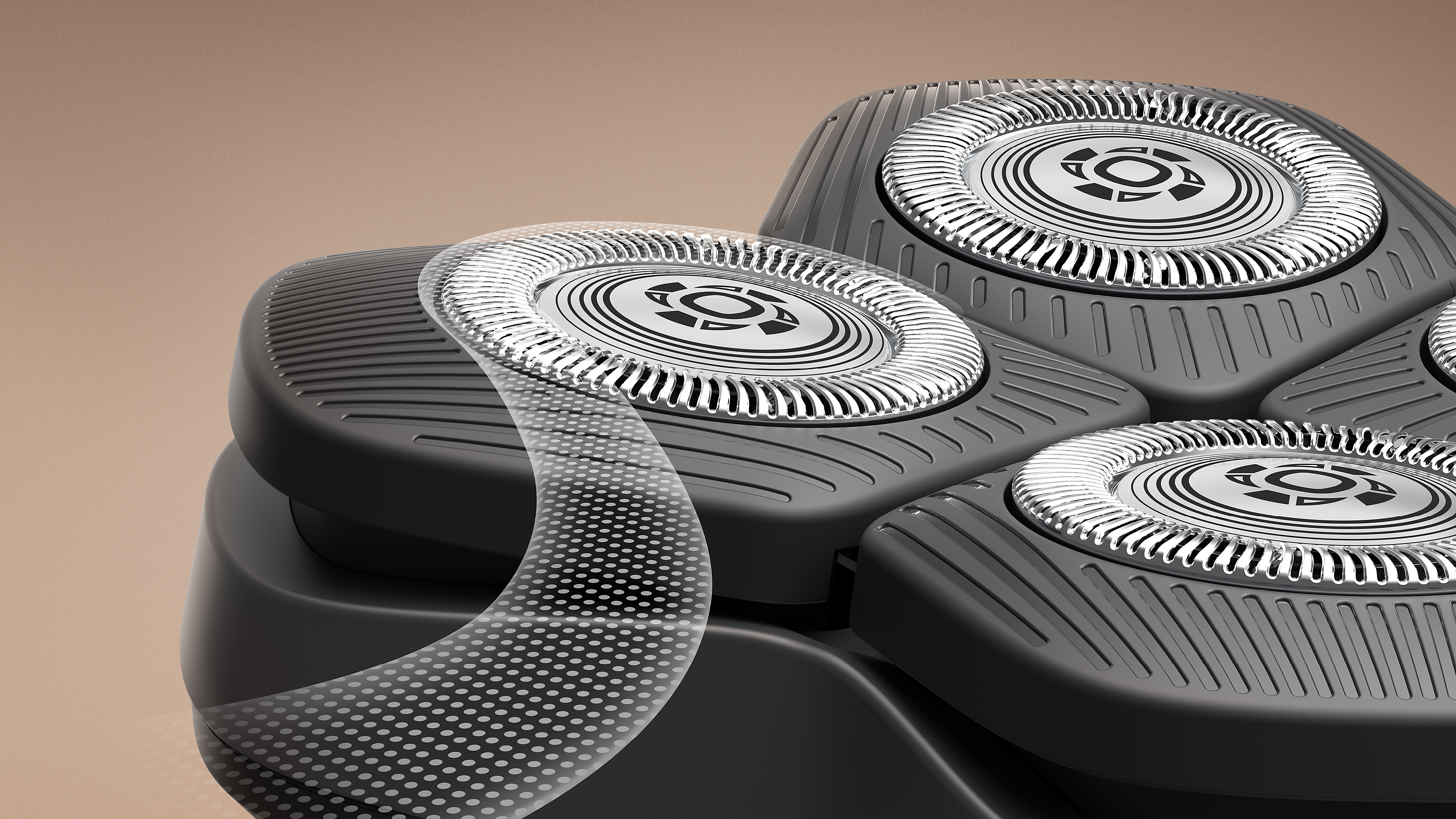 A close-up of Philips head shaver's ComfortCut blades