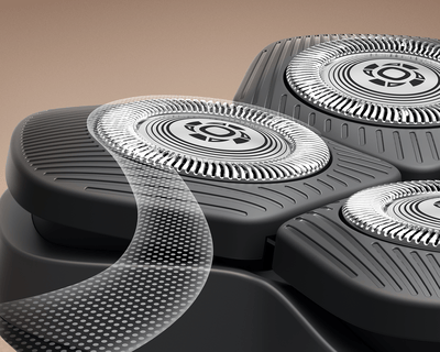 A close-up of Philips head shaver's ComfortCut blades