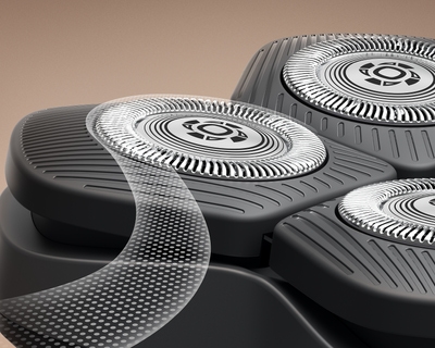 A close-up of Philips head shaver's ComfortCut blades