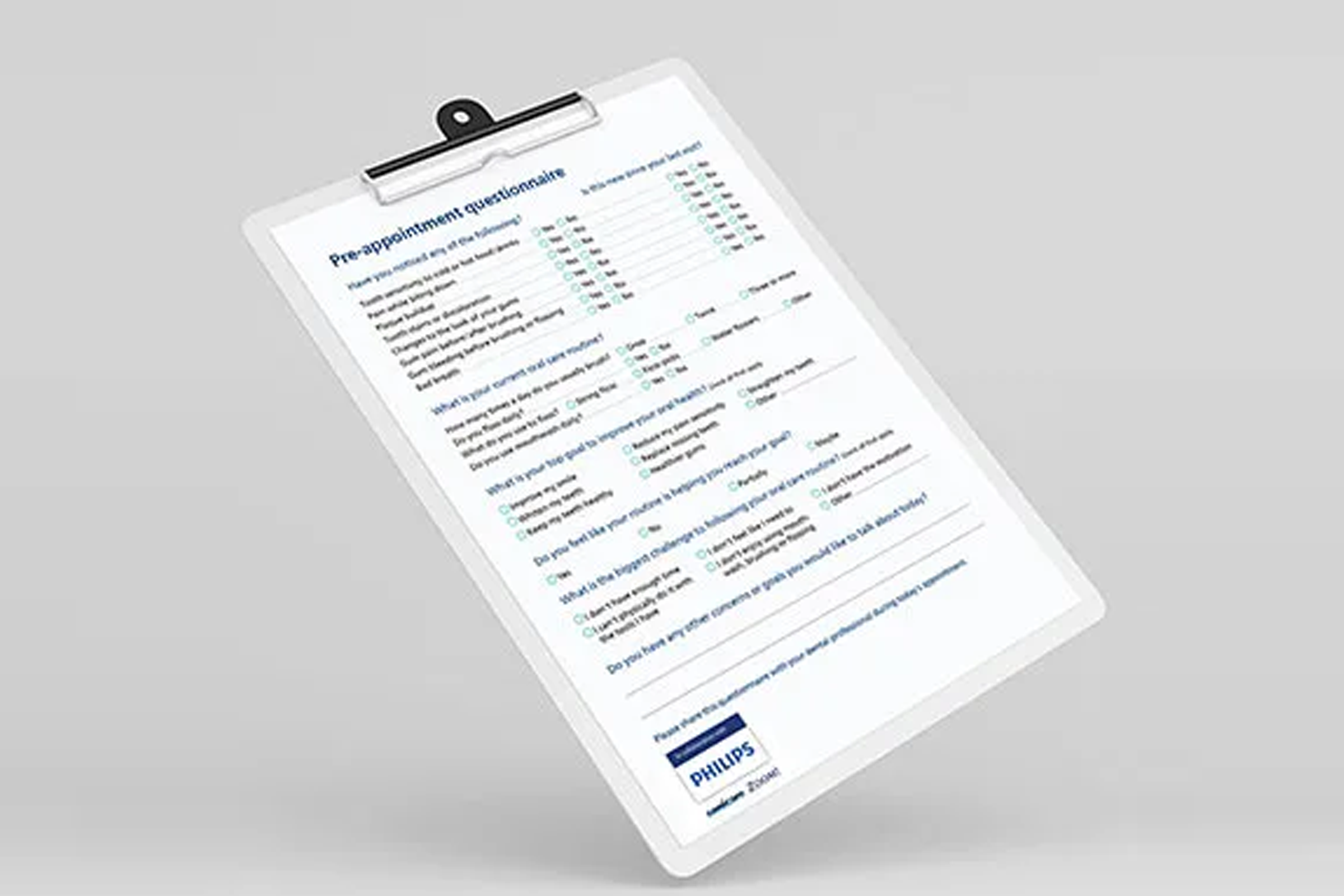 Image of pre-appointment questionnaire