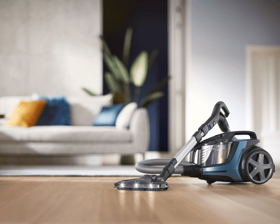 Apaļš Philips putekļsūcējs ar lieliem riteņiem