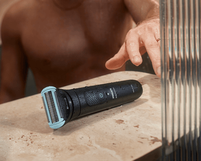 Showerproof Philips Body Groomer in use