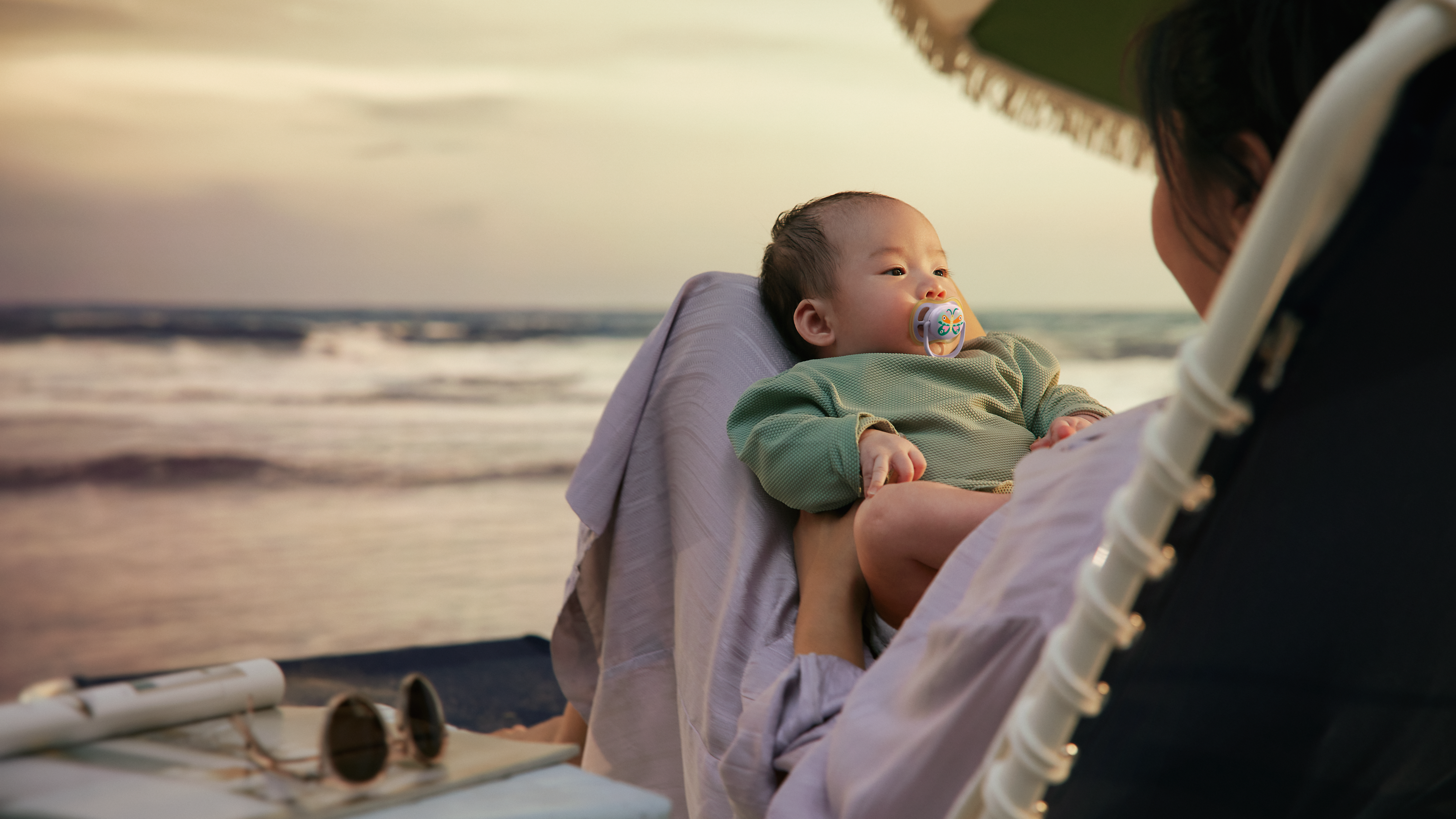 Baby smiling in a bath