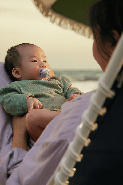 Baby smiling in a bath