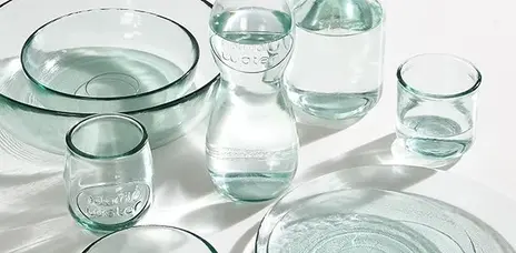 Vajilla de vidrio reciclado CASA