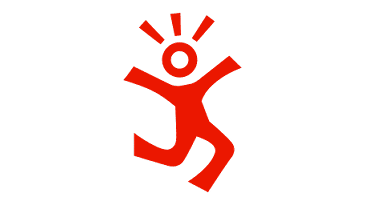 Solid red icon of a human figure jumping with arms and legs spread wide, conveying energy and celebration Solid red icon of a human figure jumping with arms and legs spread wide, conveying energy and celebration. Represents the life aspiration and personal confidence that comes with achieving long-term remission.