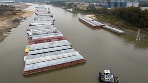 Group of barges on the Mississippi River