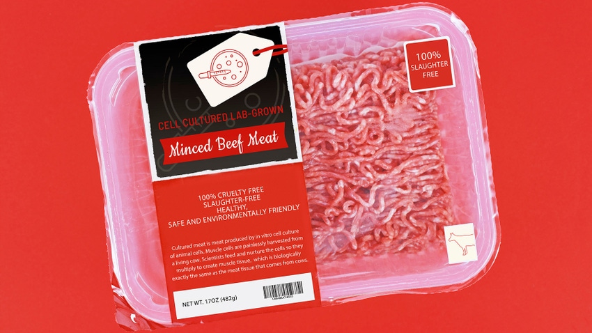Package of lab grown meat