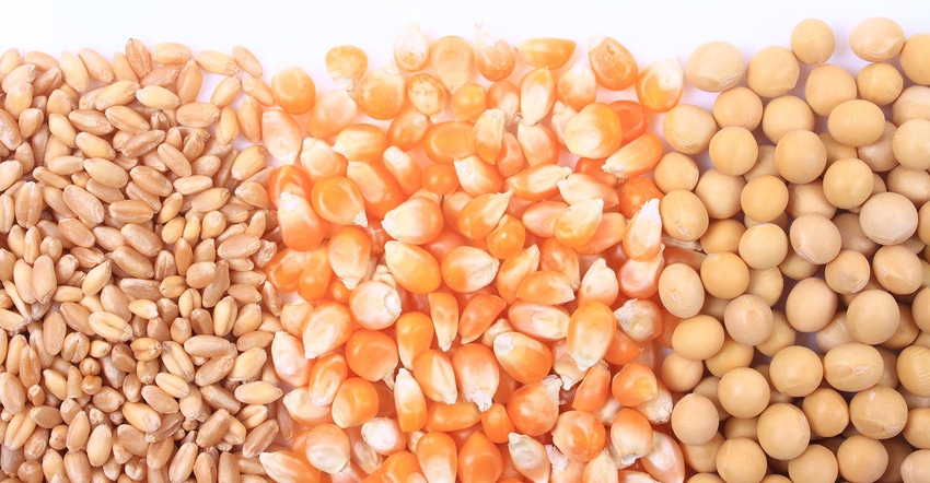 Wheat, corn and soybean
