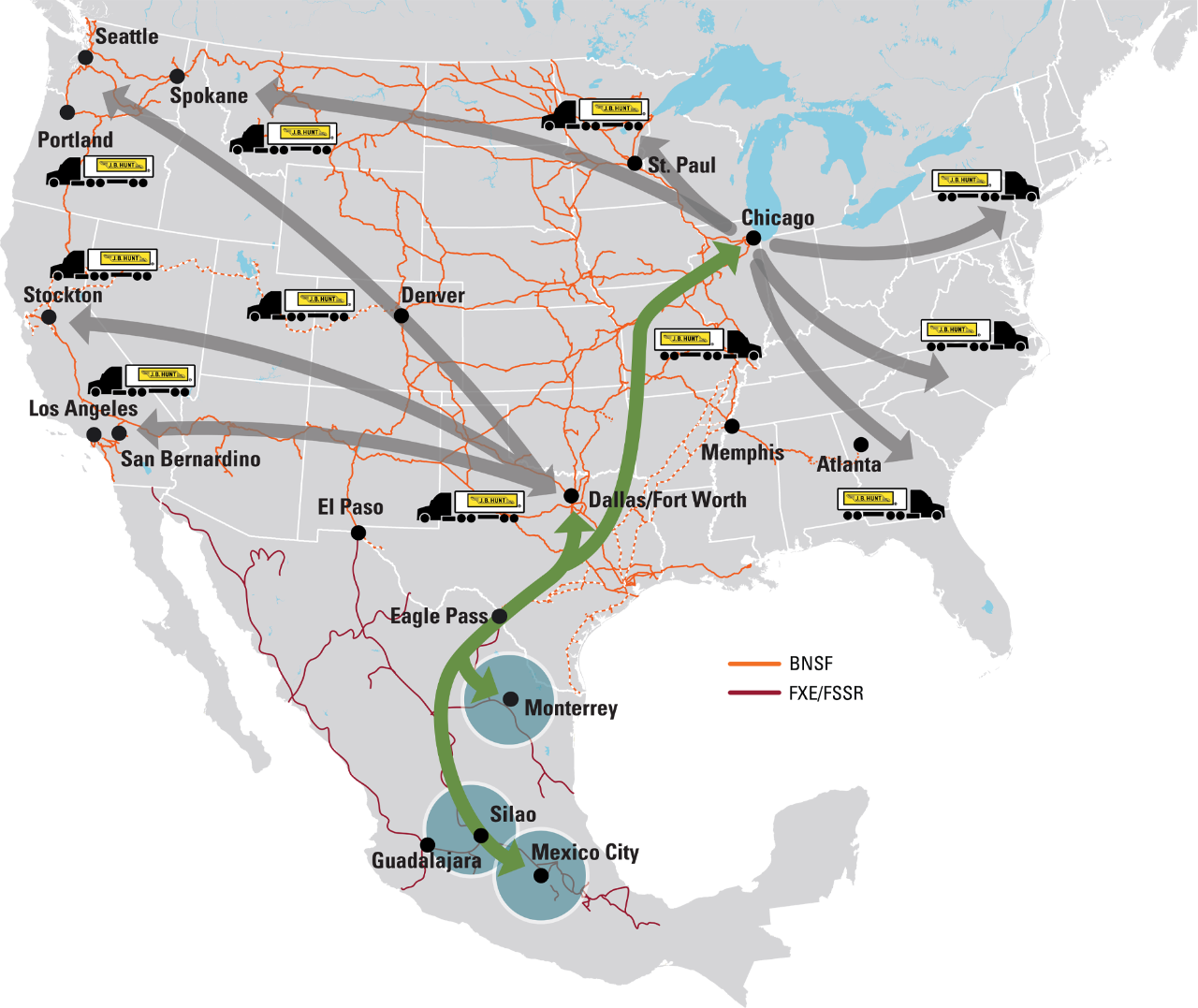 BNSF, GMXT, J.B. Hunt Launching Intermodal Service To And From Mexico