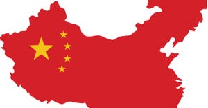 Image of China covered with its flag