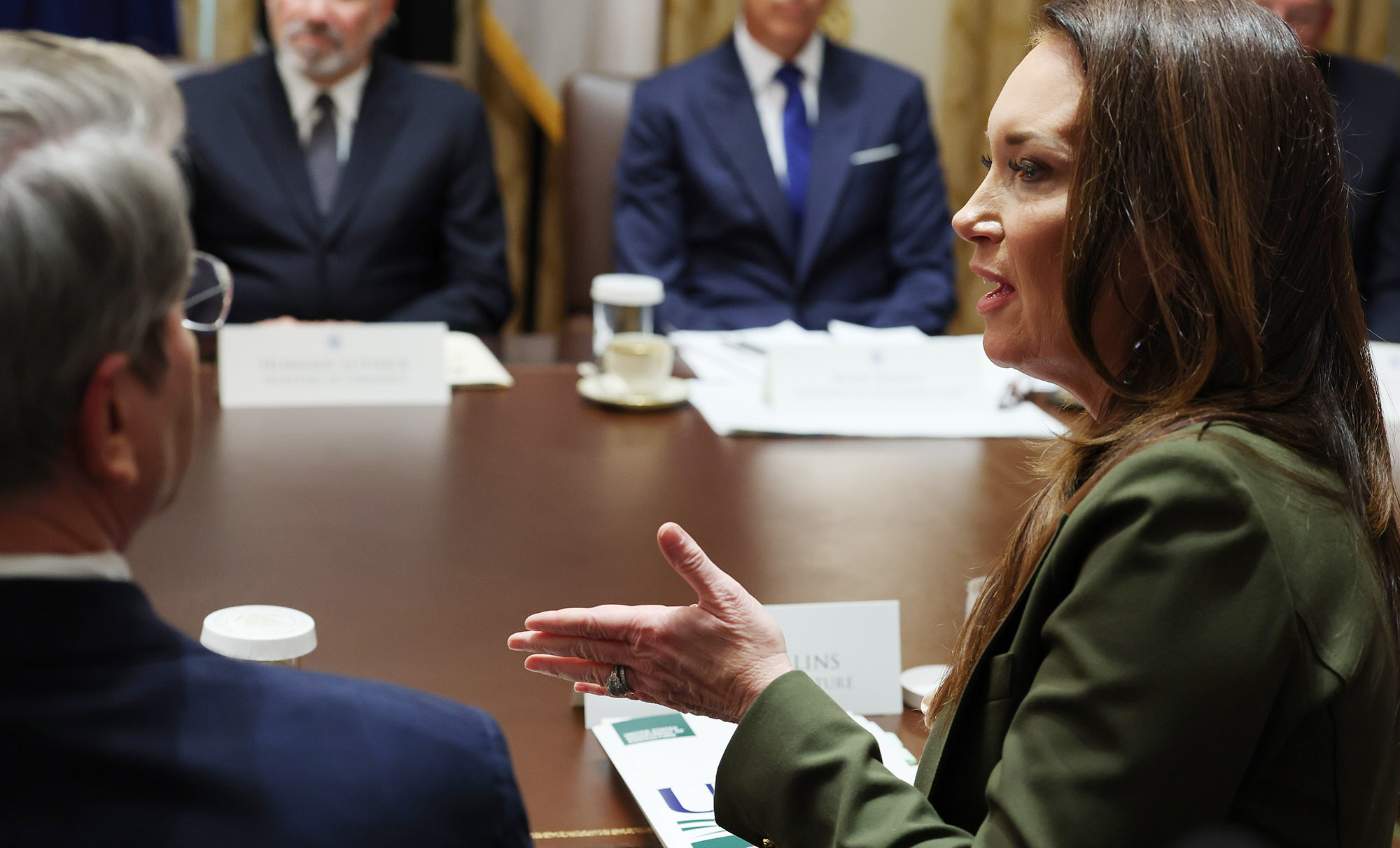 Brooke Rollins speaking at White House cabinet meeting