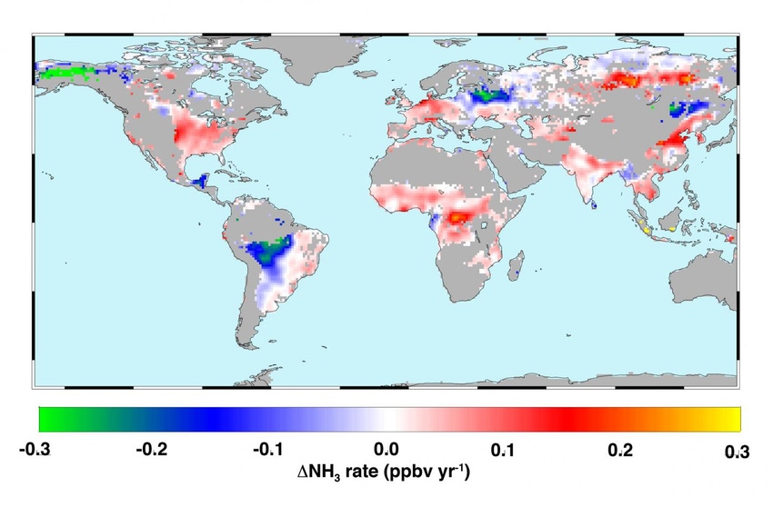 Ammonia hot spots found over major global ag areas