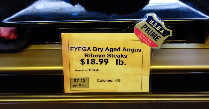 Product of USA meat label on ribeye steaks Product of USA meat label on ribeye steaks