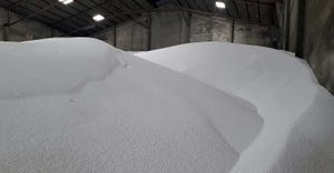 Stockpile of urea in fertilizer warehouse