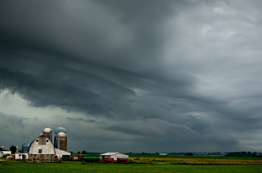 rural countryside with storm clouds