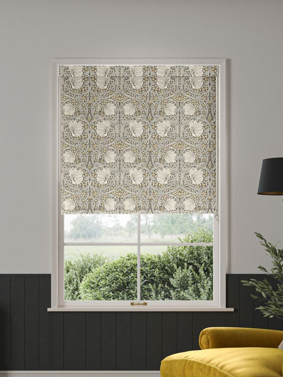 Pimpernel Flint Roller Blind William Morris at Home in a living room