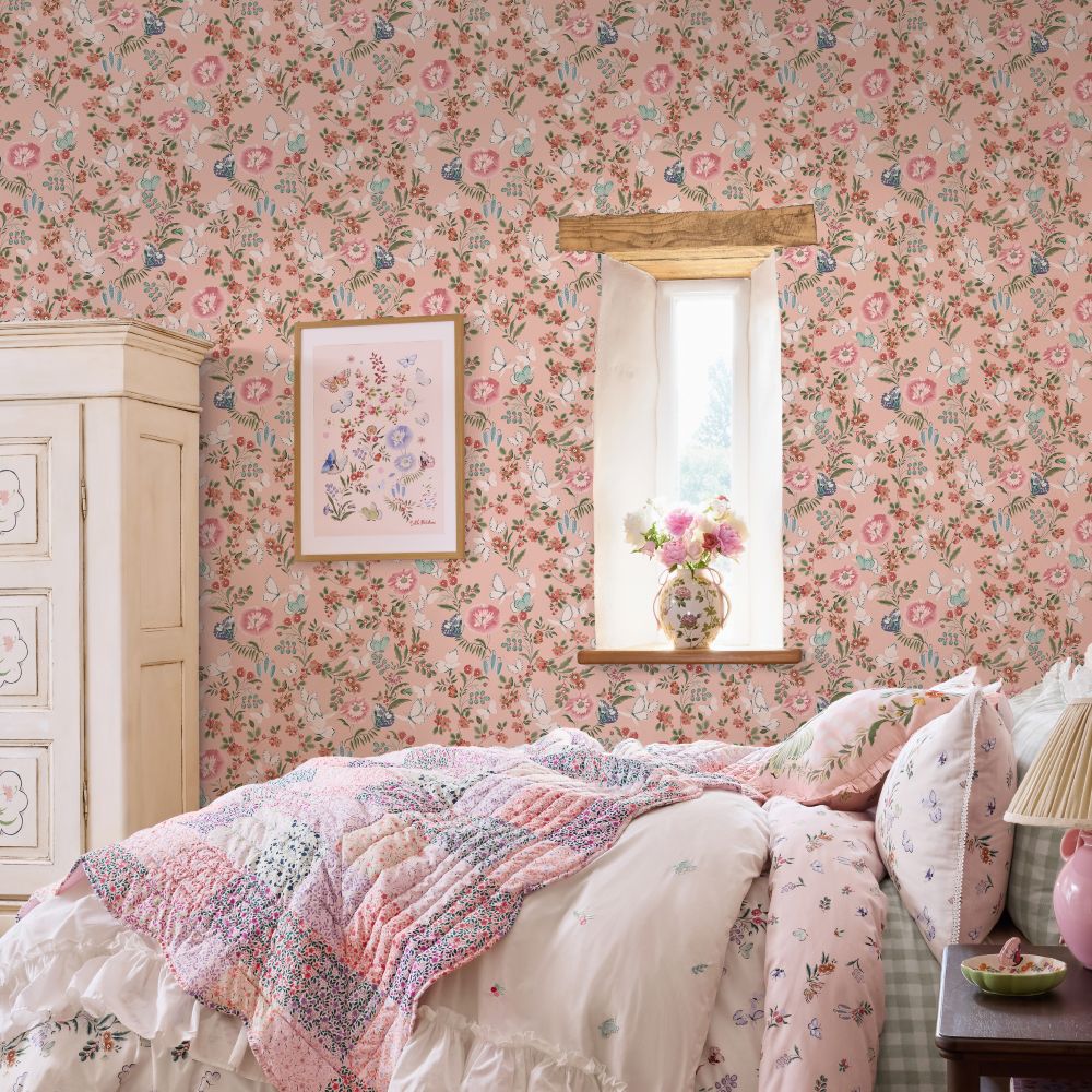 Cath Kidston Butterfly Dance Summer wallpaper in a bedroom