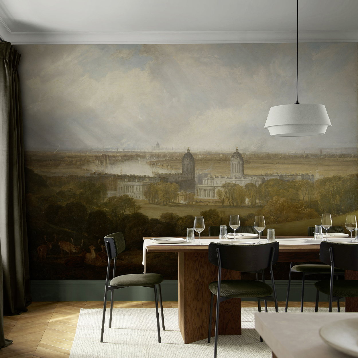 London from Greenwich Park op maat fotobehang in een eetkameromgeving