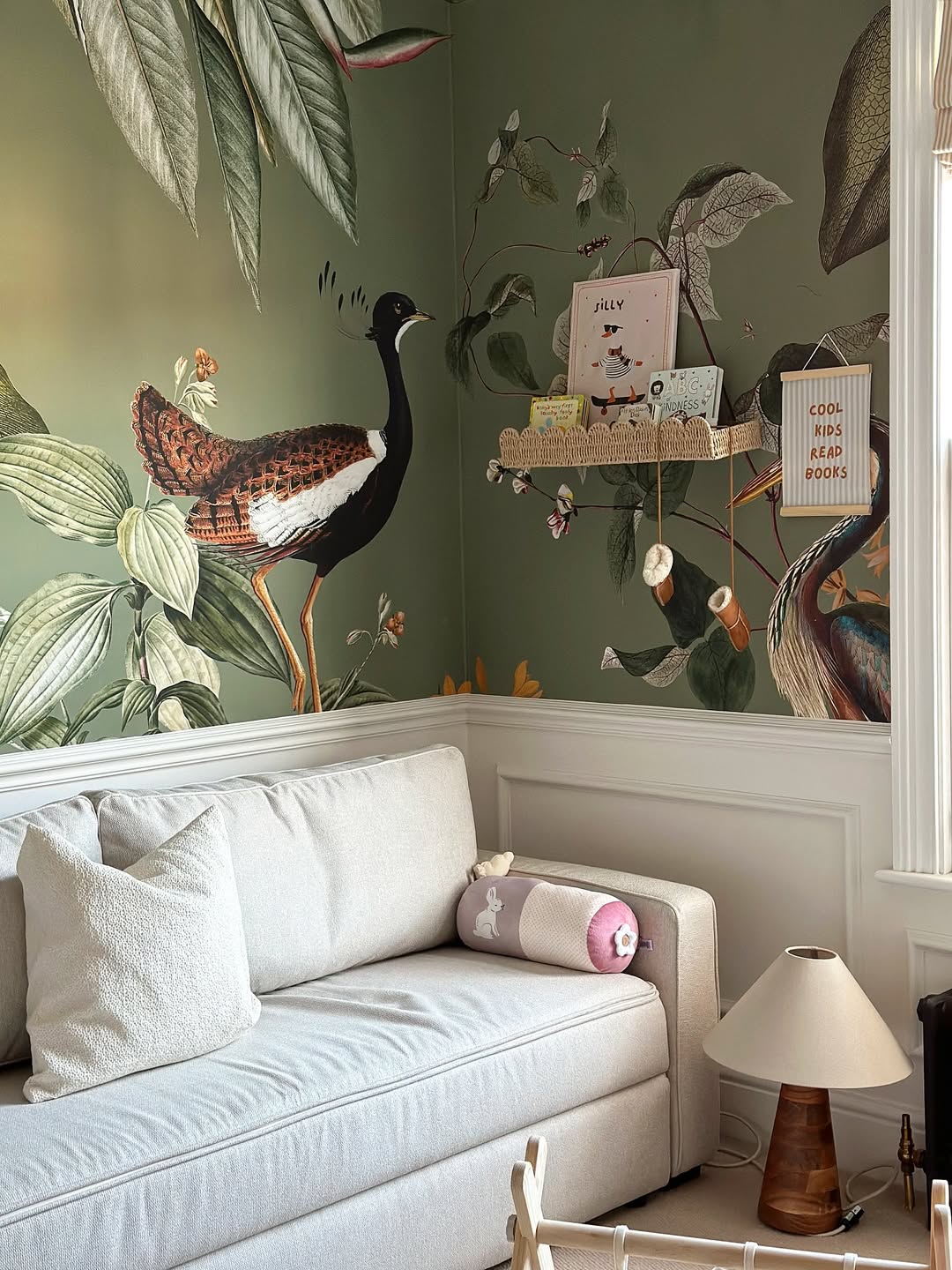 image of day bed and glasshouse sage wall mural