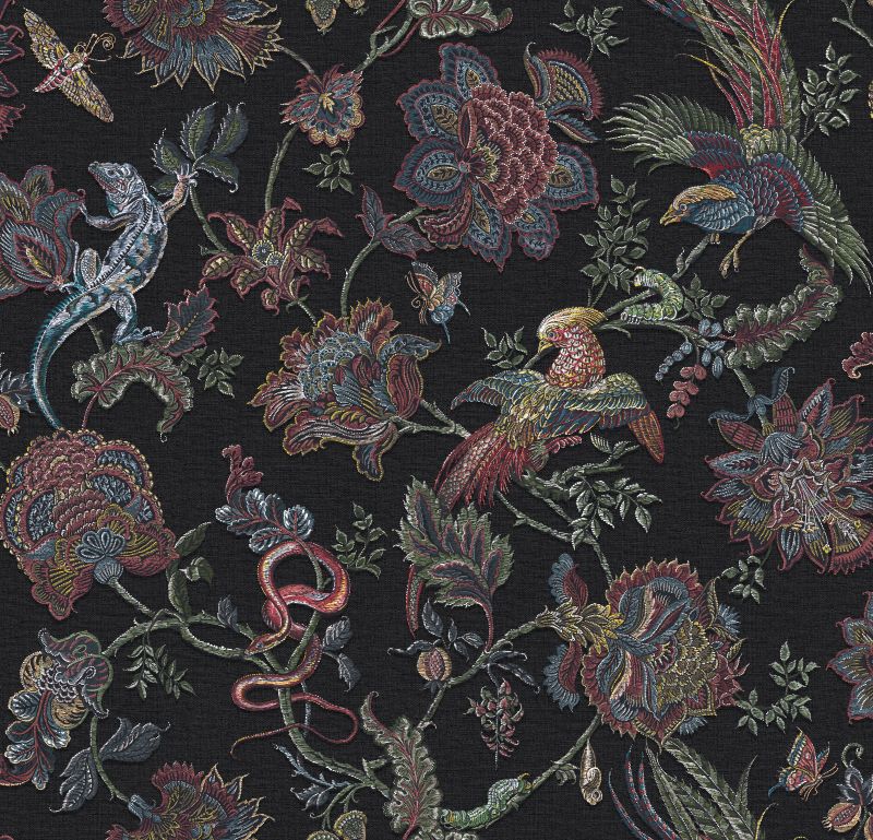 Eternal Weave wallpaper design detail in a black colourway 