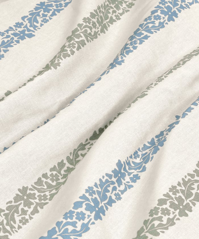 Floral Boheme Stripe Blue and Green fabric scrunch