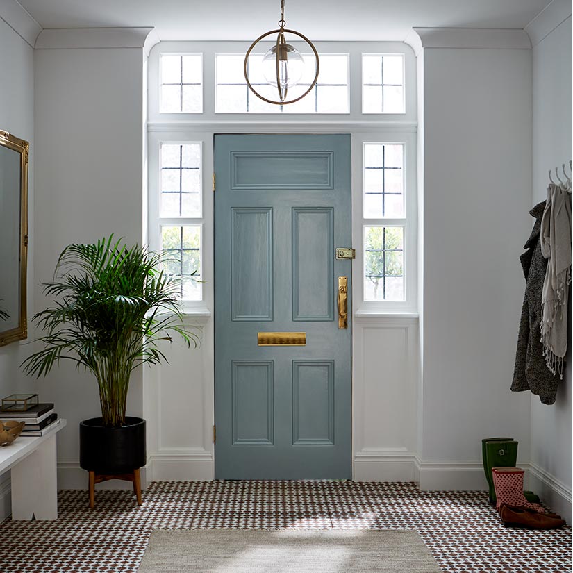 Eggshell paint is ideal for both doors and skirting boards