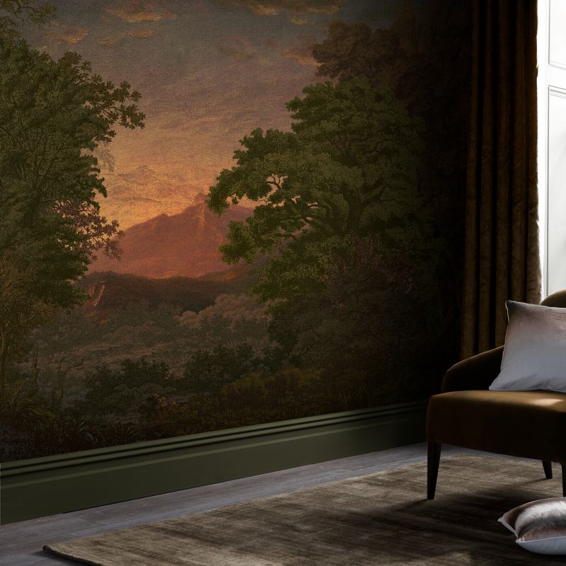 Trees & leaves bespoke mural in a living room setting