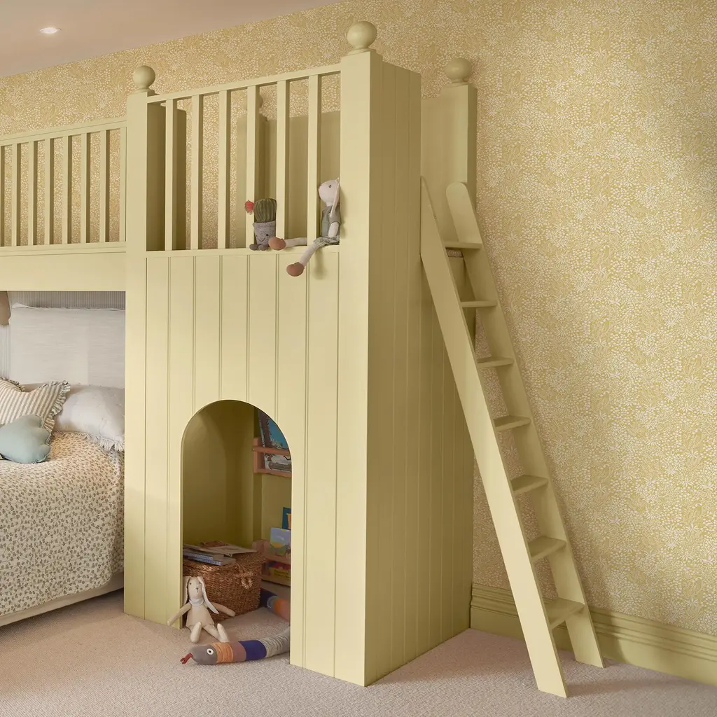 A childrens room featuring a bunk bed and our creme brulee paint