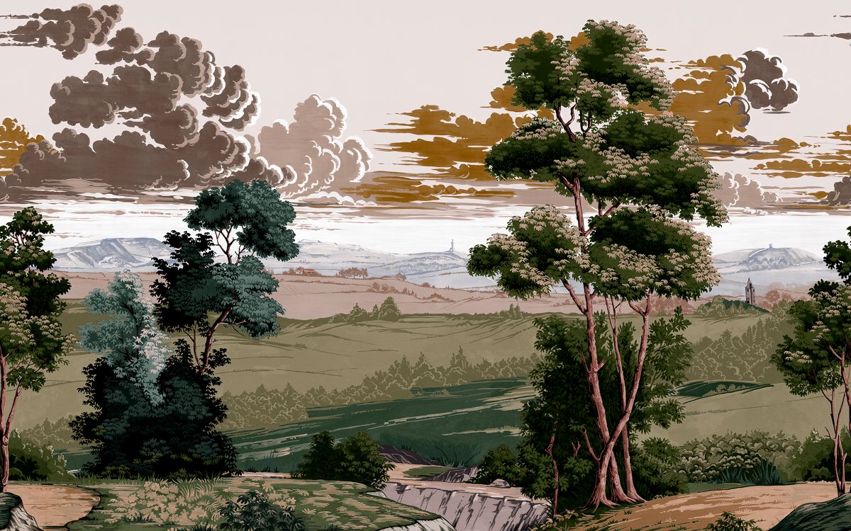 Rode Roos Land Olijf muurschildering ontwerp