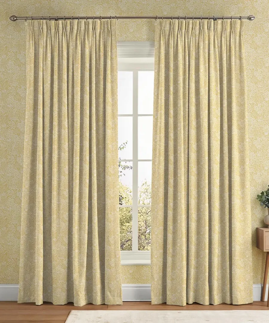 Room set of daisyfield creme brulee curtains and wallpaper